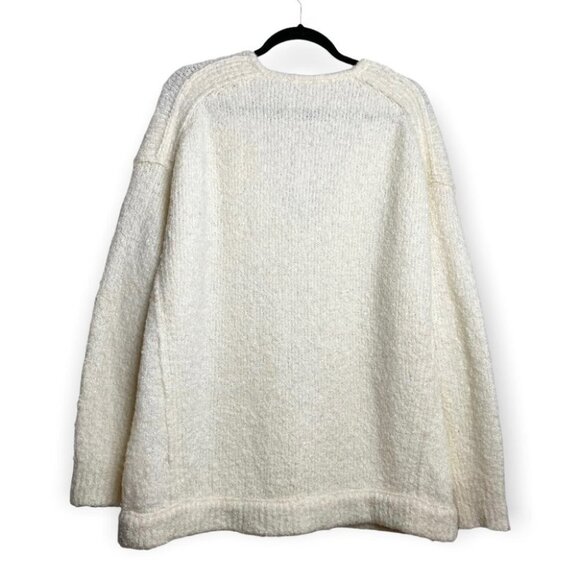 Free  People Lofty Ivory Oversized V Neck Alpaca Blend Sweater - Picture 3 of 9